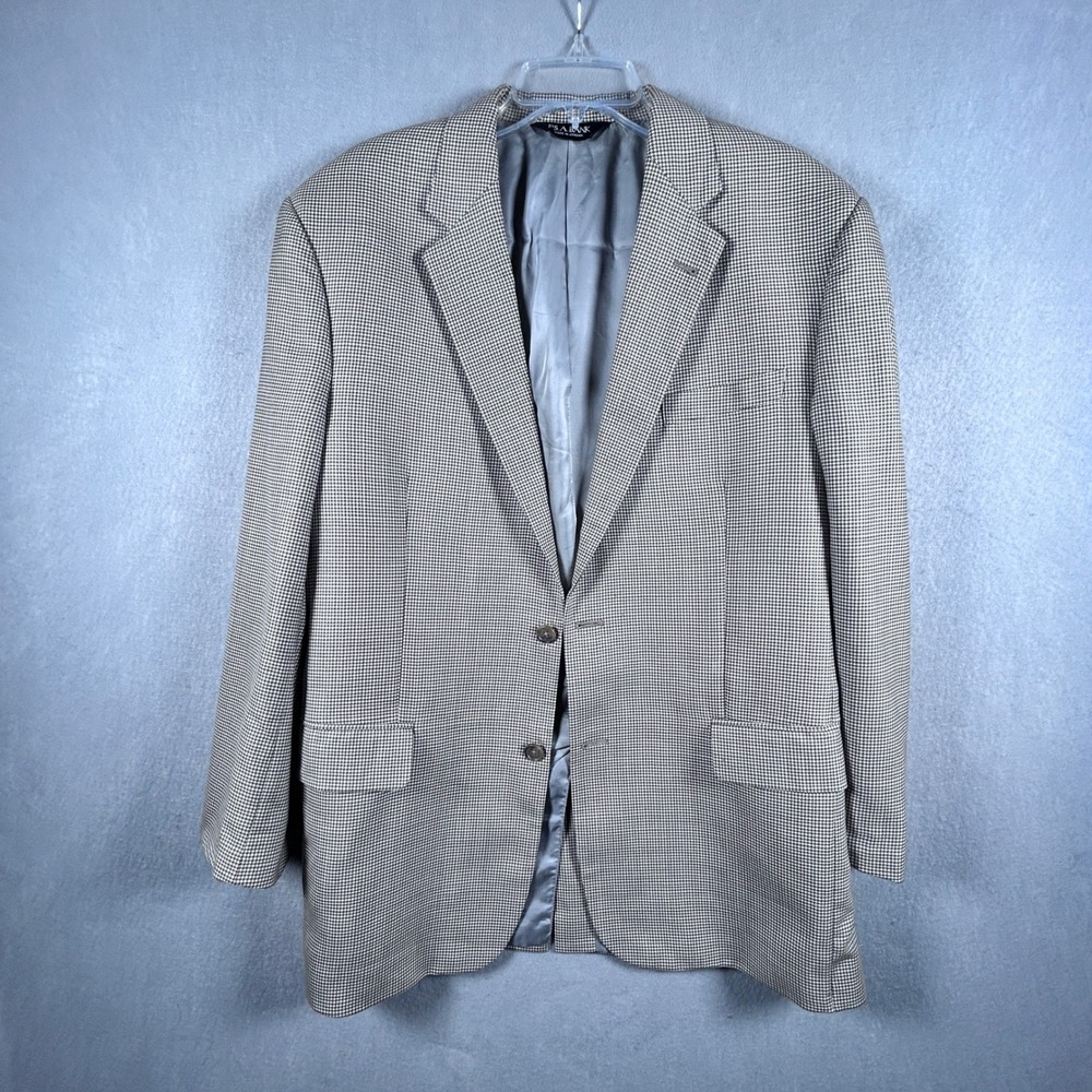 Jos A Bank Gordon 2B Signature‎ Blazer  Men 43R Grey Cream Houndstooth 100% Wool